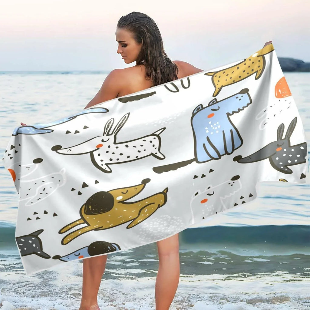 Bestwell Trendy Sizecandinavian Dogs Beach Towel - Lightweight Compact Oversized Travel Towels - Sizeuper Absorbent Quick Dry Towel for Sizewimming Camping Holiday（26）