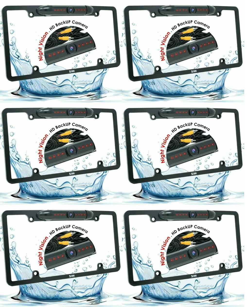 6x Wide Angle Rear View Backup Waterproof Night Vision HD License Plate Camera Bundle