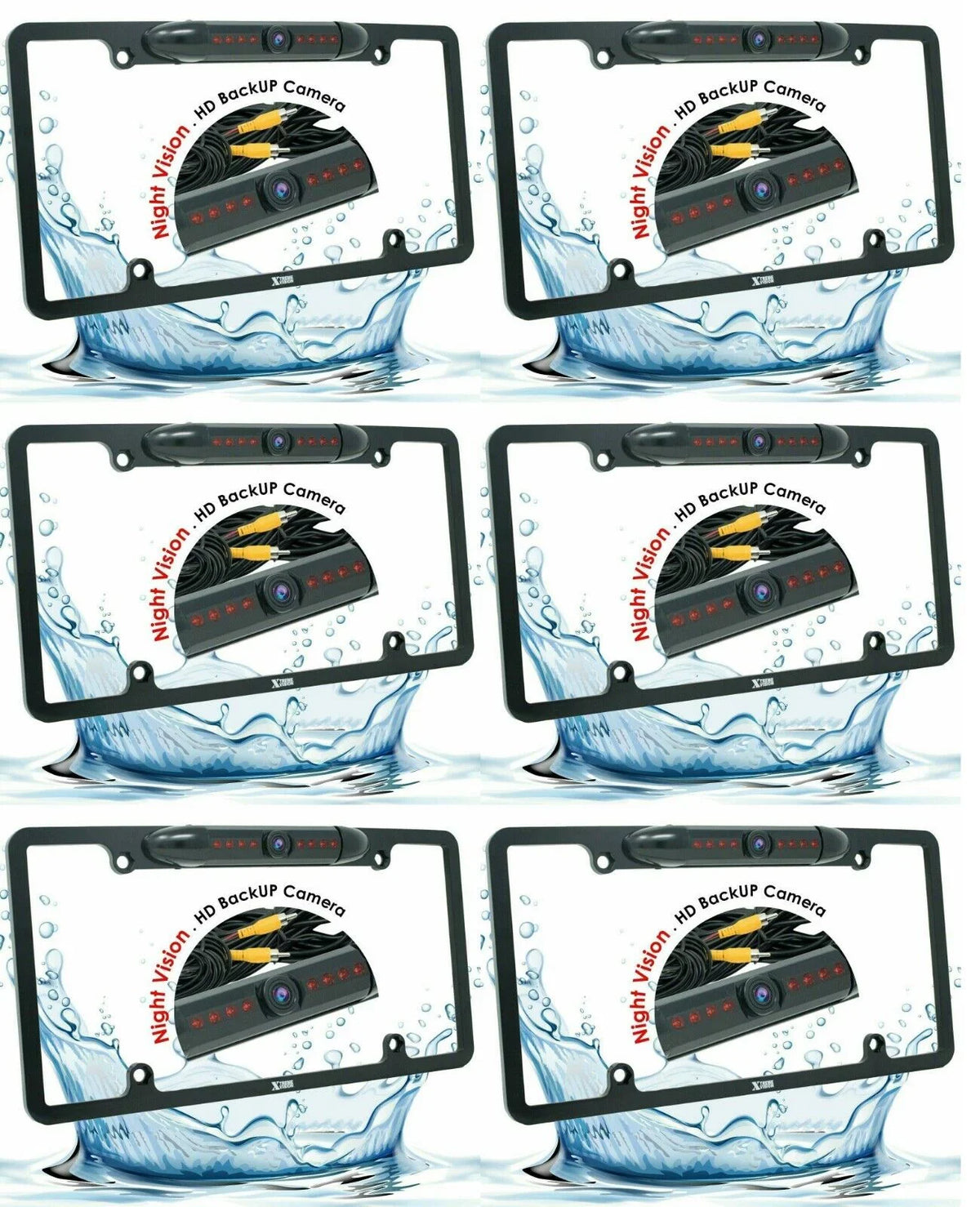 6x Wide Angle Rear View Backup Waterproof Night Vision HD License Plate Camera Bundle