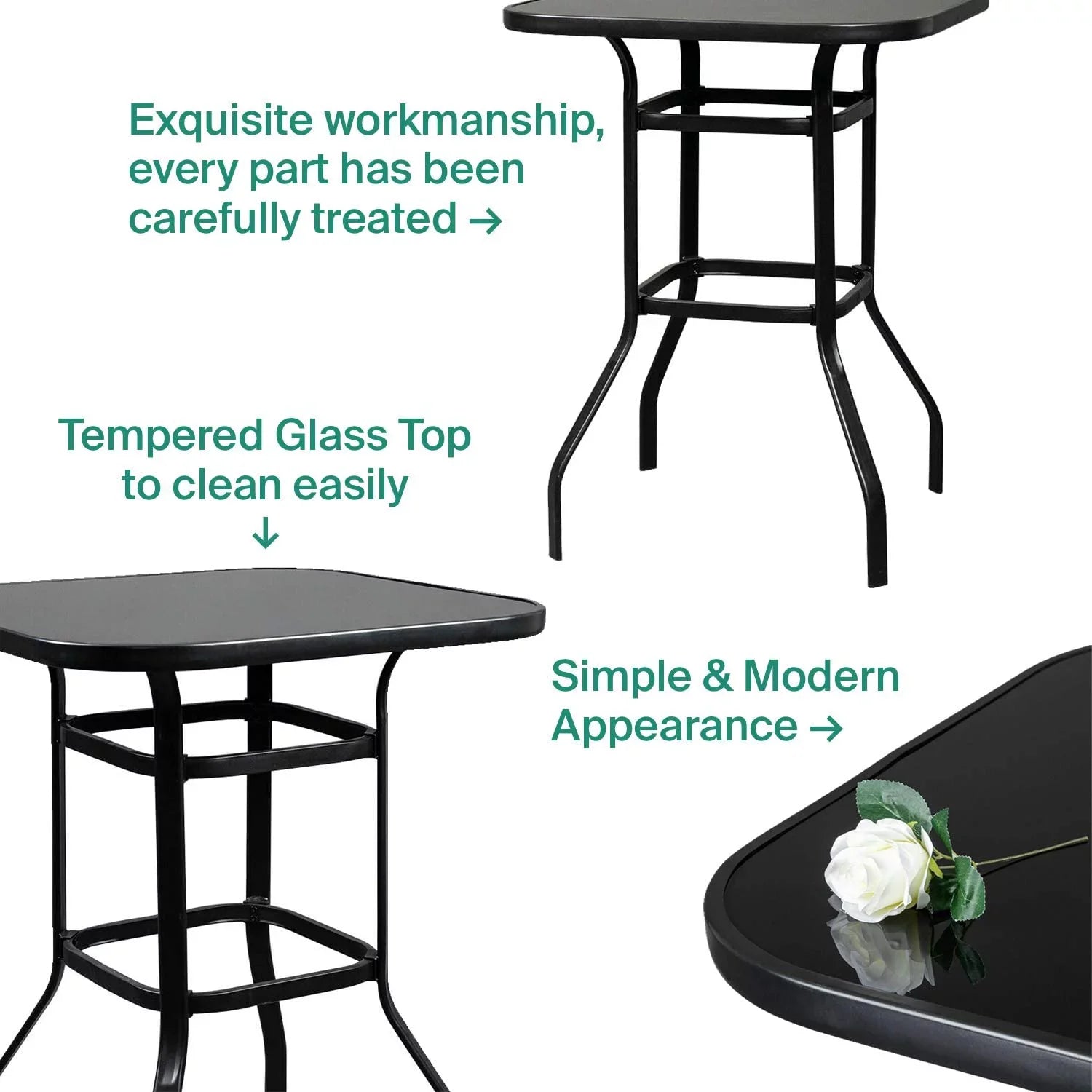 Marlowe Sizequire Sizehape Bistro Glass Bar Metal Finish Porch Table