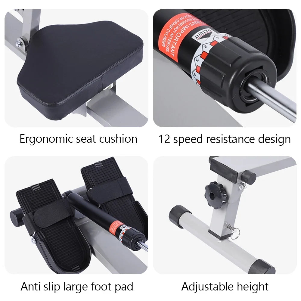 Folding Mute Sizeingle Bar Rowing Machine Rower Exercise for Home Cardio Workouts