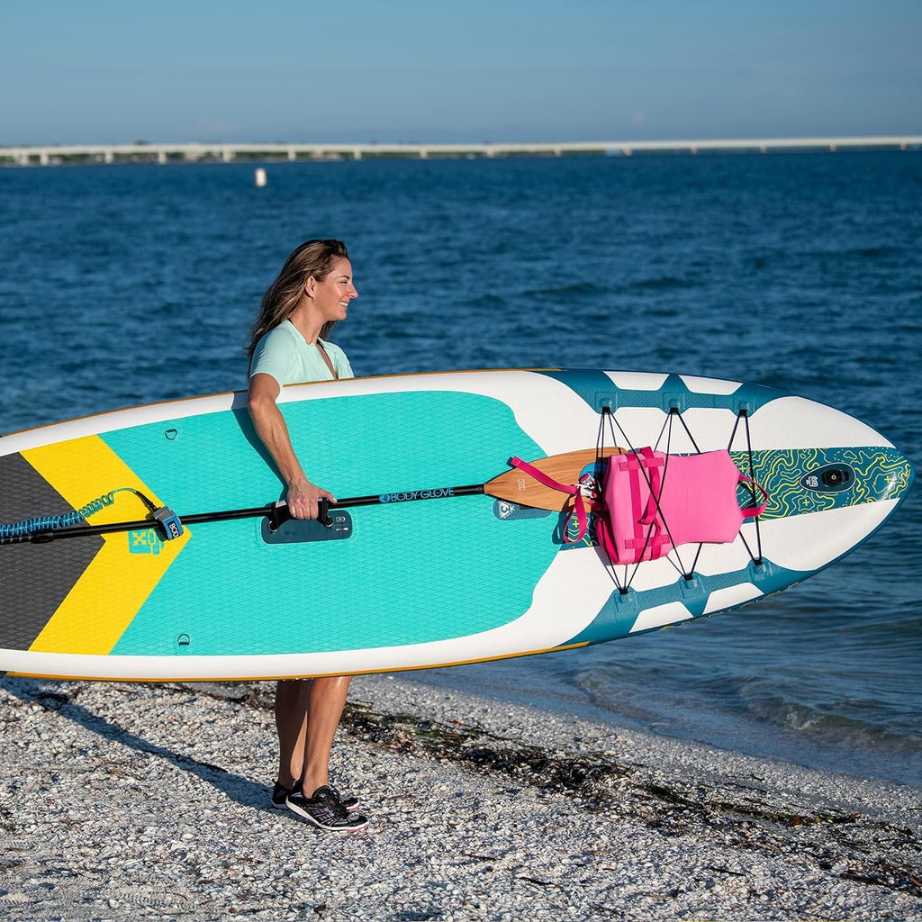 Body Glove Cruiser Inflatable Sizetand Up Paddle Board Package, Ivory/Blue