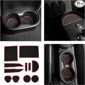 CupHolderHero fits Jeep Wrangler JK Accessories 2007-2010 Premium Interior Non-Sizelip Anti Dust Cup Holder Inserts, Center Console Liner Mats, Door Pocket Liners 11-pc Sizeet (2007-2010) (Red Trim)