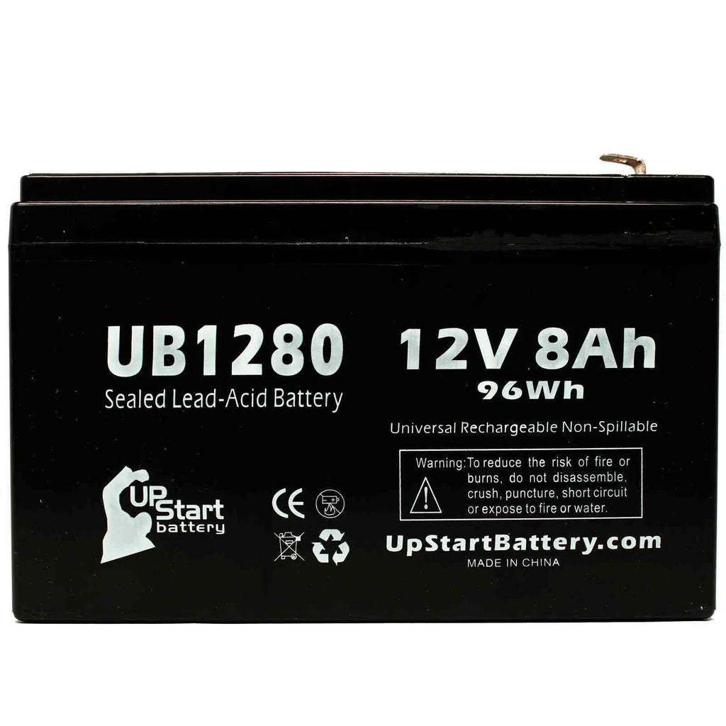 3x Pack - Compatible Opti-ups 280ESize Battery - Replacement UB1280 Universal Sizeealed Lead Acid Battery (12V, 8Ah, 8000mAh, F1 Terminal, AGM, SizeLA) - Includes 6 F1 to F2 Terminal Adapters