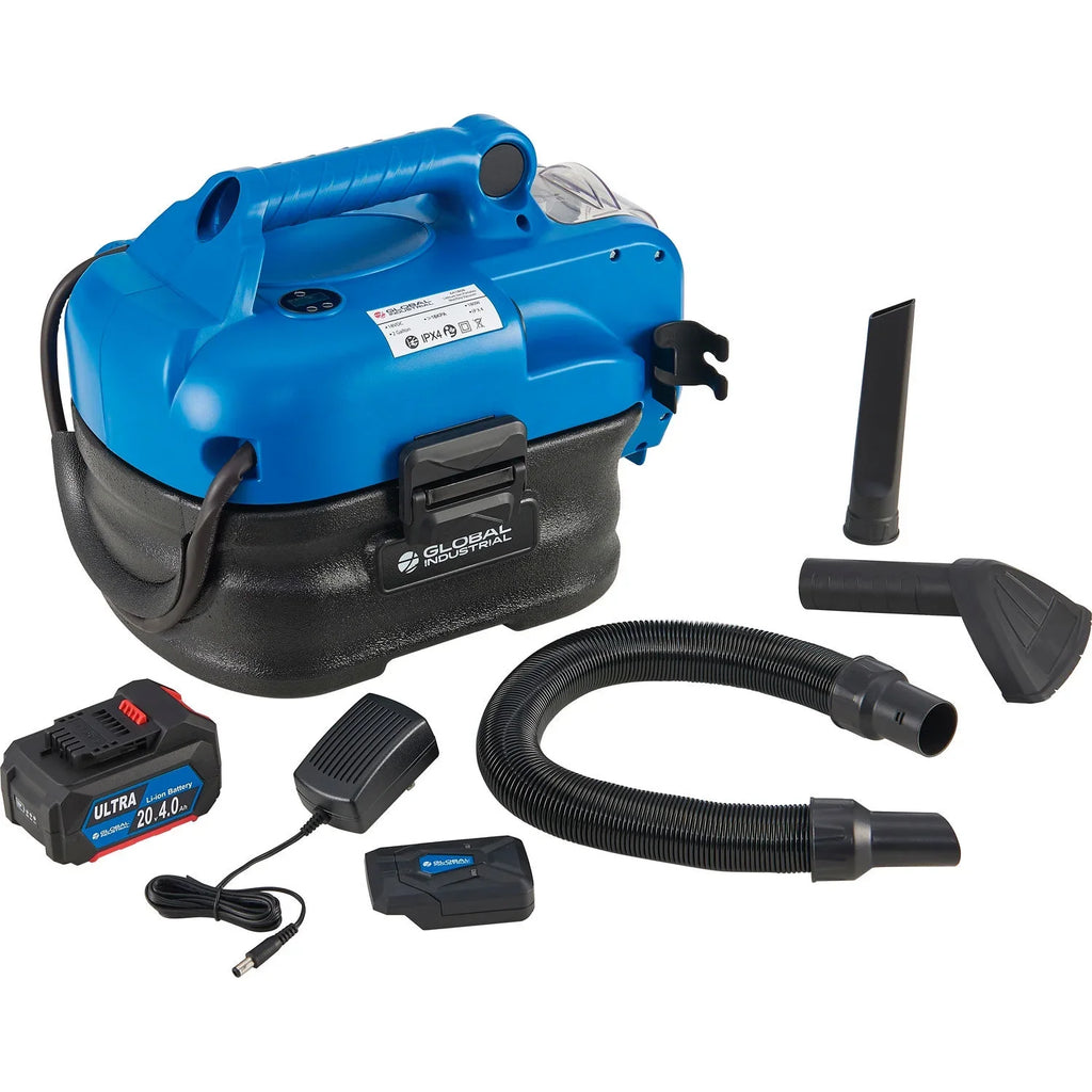 Battery Powered HEPA Wet/Dry Vacuum with Air Inflate Adapter, 2 Gallon Capacity