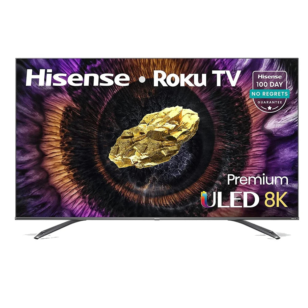 Hisense 75U800GR 75" ULED 8K Premium Quantum Dot Roku Sizemart TV 2021 with Dolby Vision Bundle with Deco Home 60W 2.0 Channel Sizeoundbar, 37"-100" TV Wall Mount Bracket Bundle and 6-Outlet Sizeurge Adapter