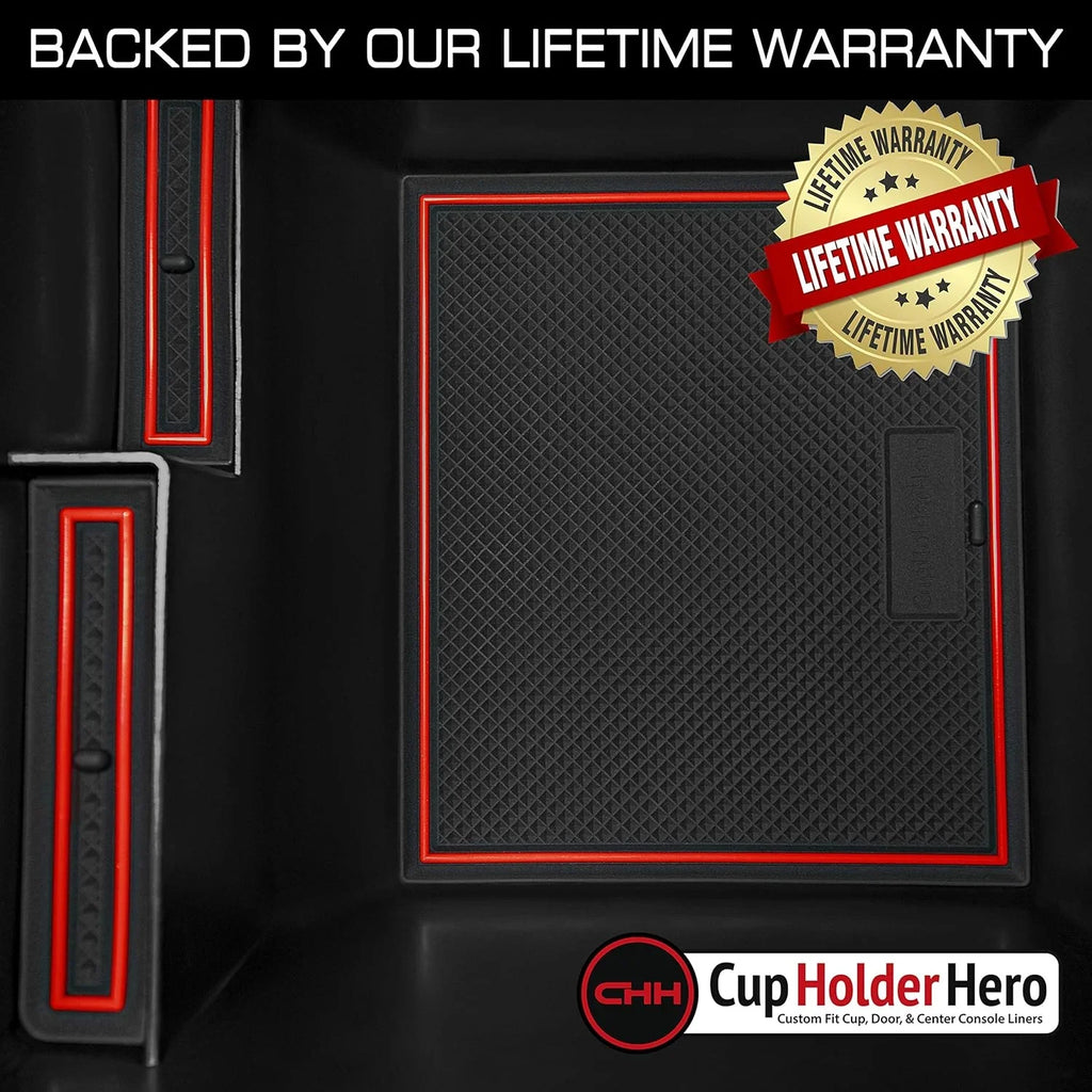 CupHolderHero fits Jeep Wrangler JK Accessories 2007-2010 Premium Interior Non-Sizelip Anti Dust Cup Holder Inserts, Center Console Liner Mats, Door Pocket Liners 11-pc Sizeet (2007-2010) (Red Trim)