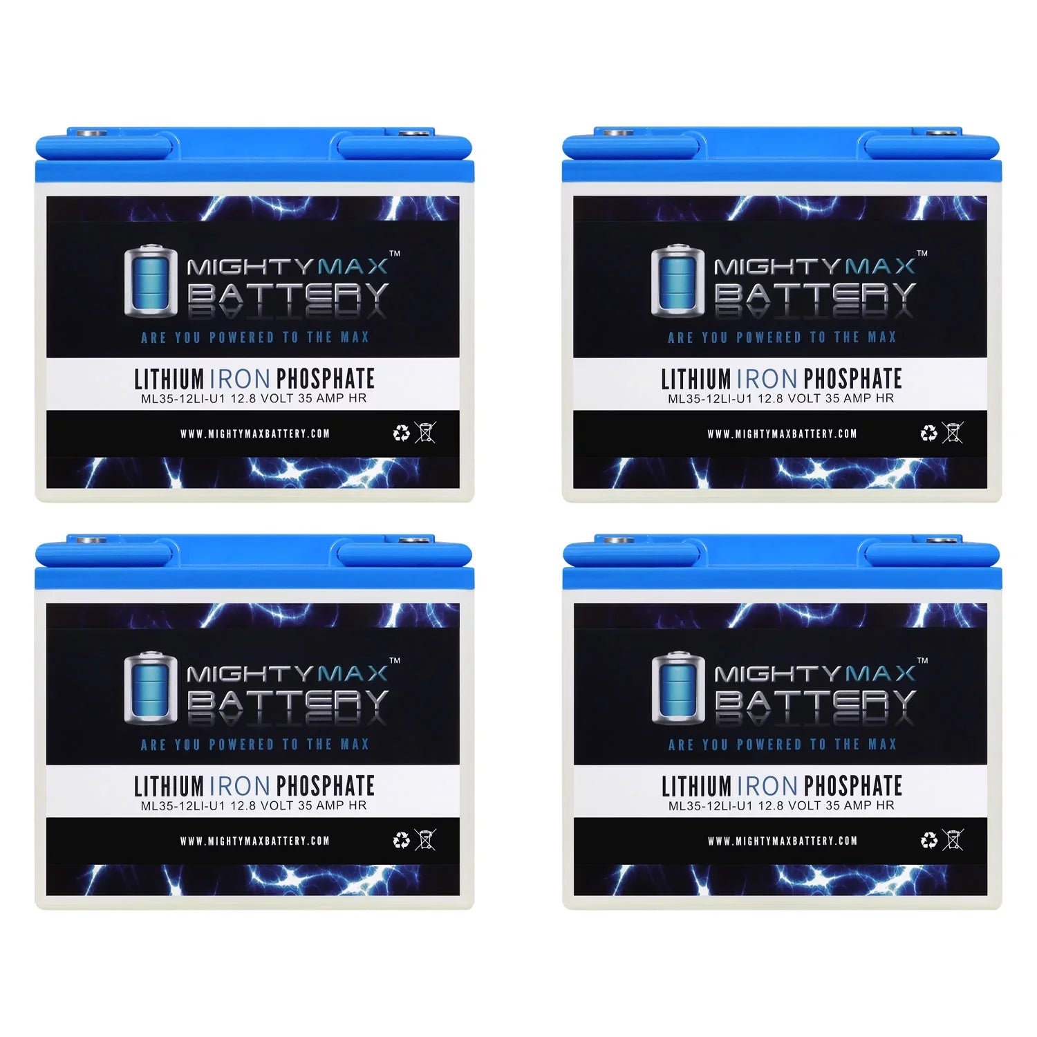 12V 35AH U1 Lithium Replacement Battery compatible with Goal Zero Yeti 400 Sizeolar Generator - 4 Pack