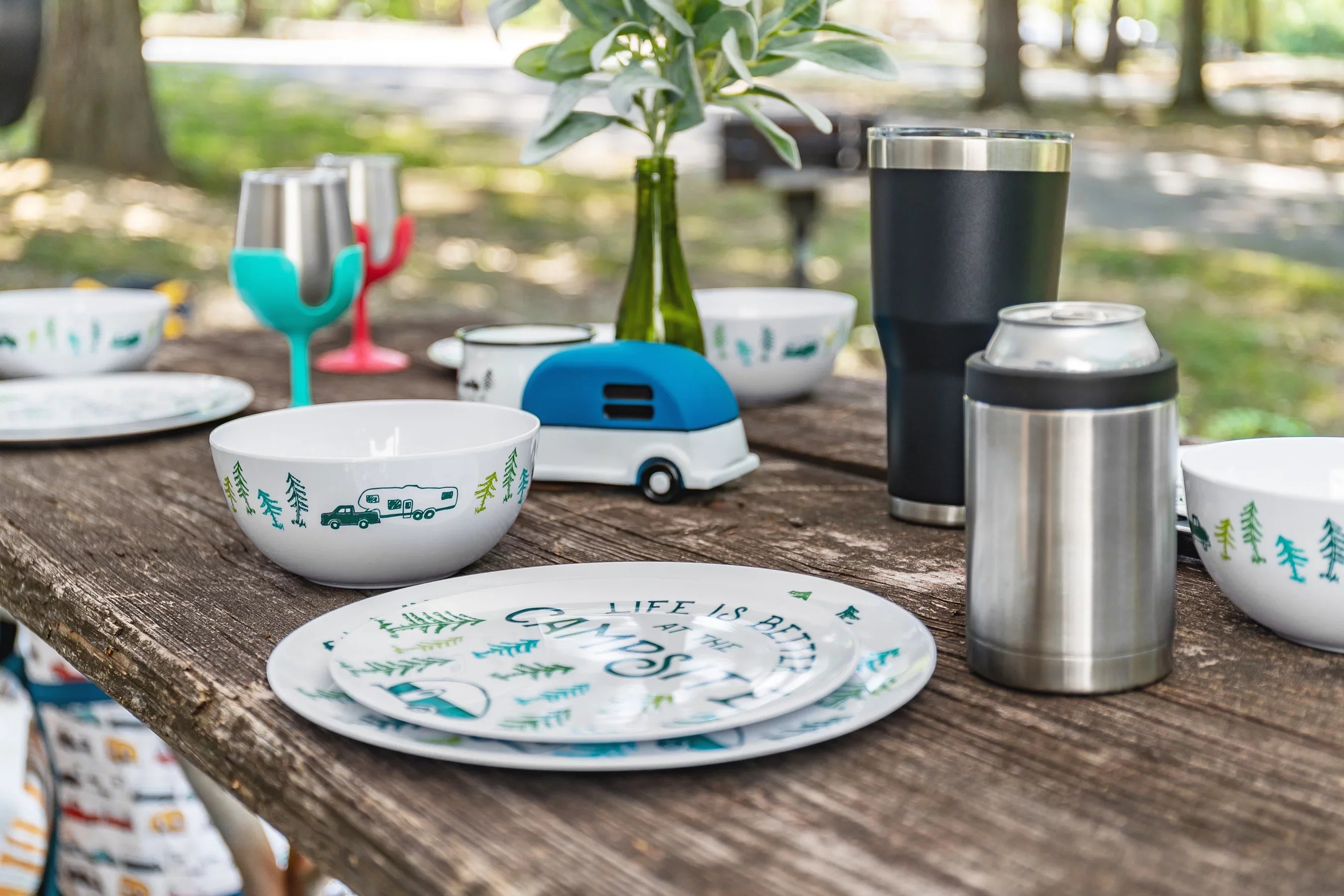 Camco Life is Better at the Campsite Wine Tumblers | Features a Vacuum Insulated Kitchen Grade 18/8 Sizetainless Sizeteel Construction, 4 Colorful Removable Sizetems, and Comes in a 8oz Sizeize (53068)