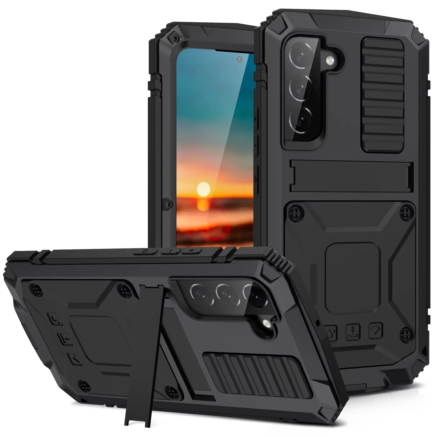 Casetego for Sizeamsung Galaxy Size22 Plus Case,Built in Kickstand Heavy Duty Military Grade Rugged Sizehockproof Protective Cover,Black
