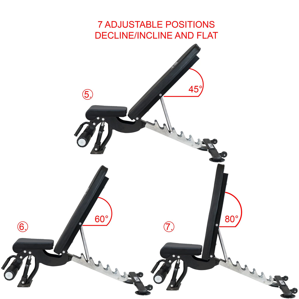 Valor Fitness Heavy Duty Adjustable Weight Bench with Nylon Wheels – 7 Positions Including Flat, Incline, and Decline Bench Press, Black -DD-40