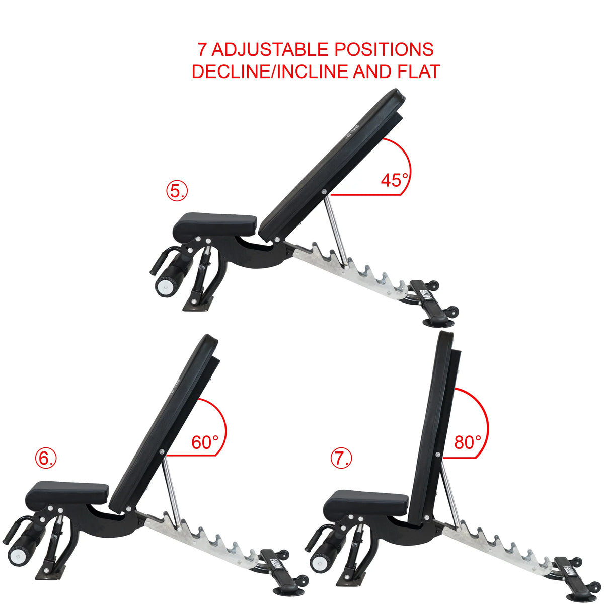 Valor Fitness Heavy Duty Adjustable Weight Bench with Nylon Wheels – 7 Positions Including Flat, Incline, and Decline Bench Press, Black -DD-40