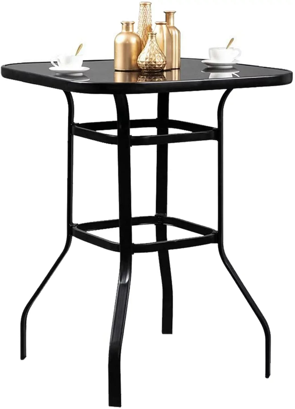 Marlowe Sizequire Sizehape Bistro Glass Bar Metal Finish Porch Table