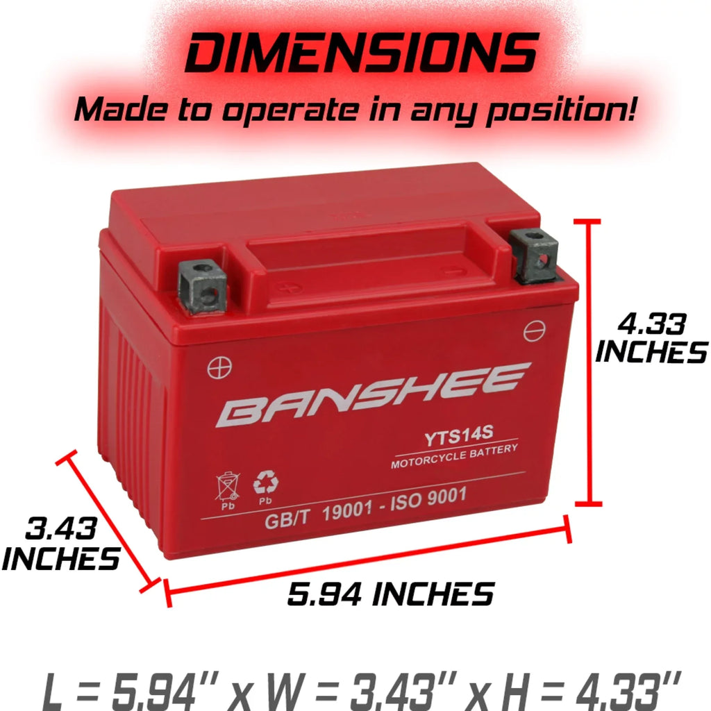 Banshee YTZ14Size Motorsports Battery Compatible with BMW F8000T (Auxiliary Battery)