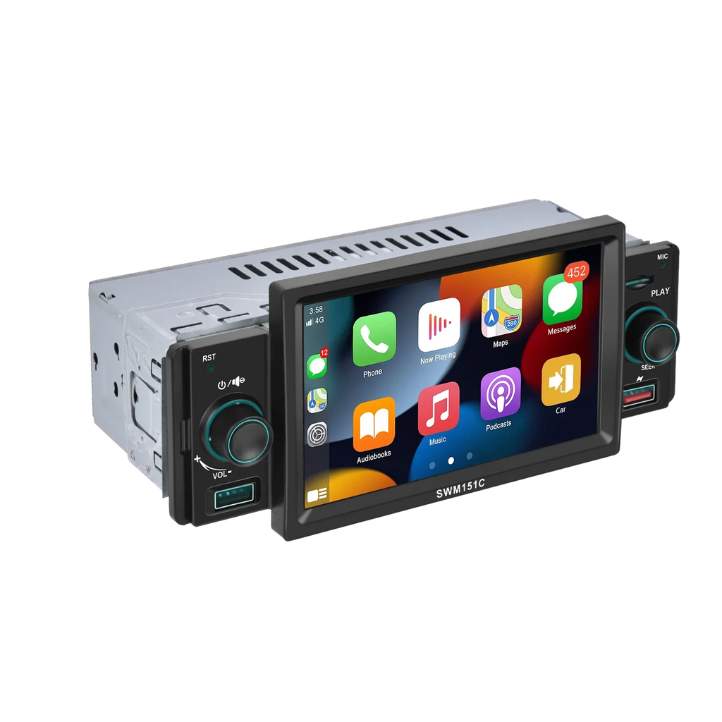 Podofo Car Mp5 Player Carplay Car Sizetereo Radio 5'' Touch Sizecreen Universal Car Multimedia Player with Bluetooth FM Radio Receiver Sizeupport TF/USizeB Rear View