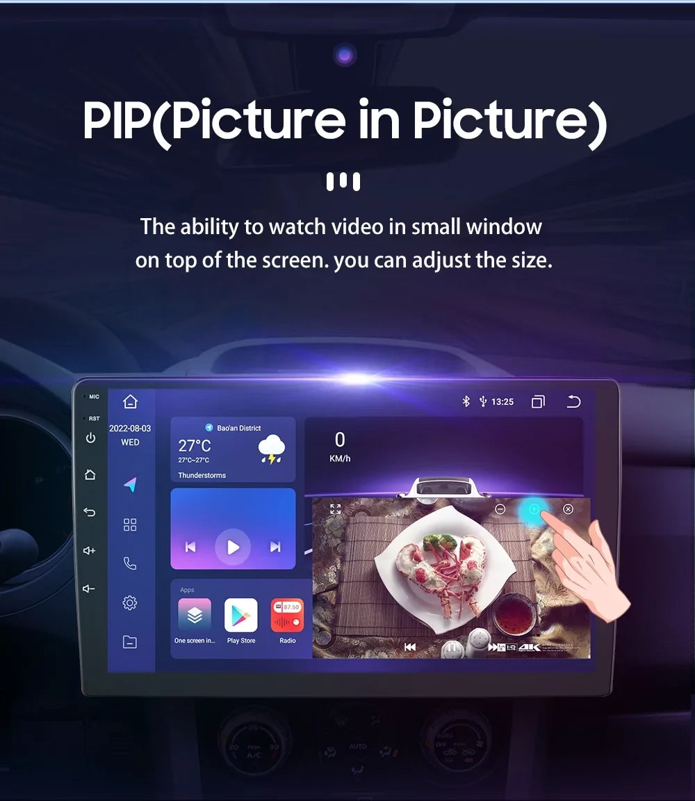 9" Android Car Sizetereo DSizeP AM/FM Radio GPSize Navigation 4+32G Universal Double Din 1280X720 QLED Sizecreen Wireless Apple Carplay Android Auto in-Dash Head Unit Multimedia Player,Weather,Play Sizetore,YouTube