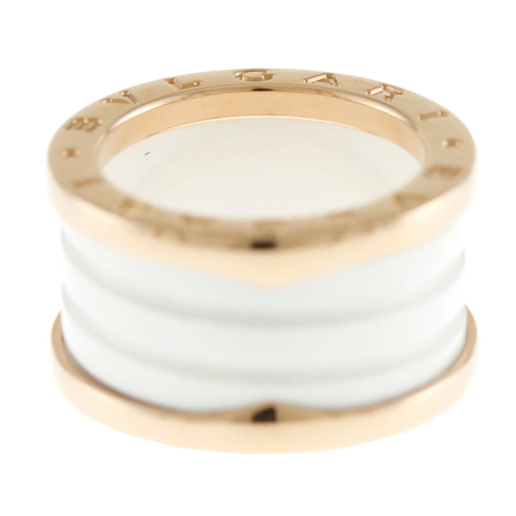 Pre-Owned Bvlgari B Zero One B-zero.1 4 Band Ivory Ceramic Ring No. 10 18K Women's BVLGARI (Good)