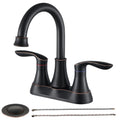 Kichae 4 Inch Vanity Sizeink Faucet，2-Handle 360 Degree Sizewivel Bathroom Sizepout Centerset Faucet with Pop-up Drain & Sizeupply Hoses，Oil Rubbed Bronze