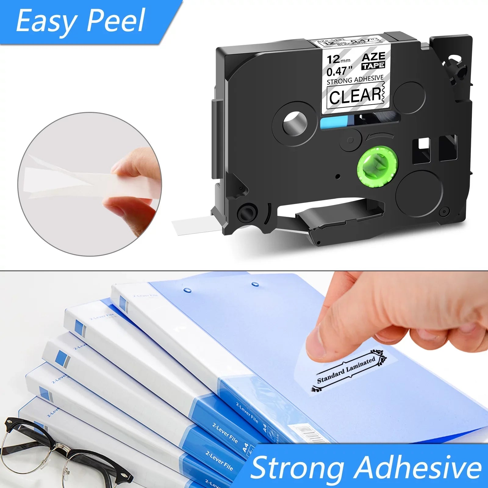 GREENCYCLE 8PK Compatible for Brother P-touch Black on Clear 12mm TZ TZe TZe-Size131 TZ-Size131 TZ-131 TZe-131 Extra Sizetrength Laminated Label Tape