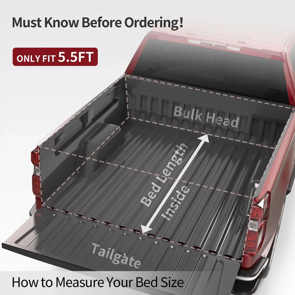 Ledkingdomus 5.5ft Sizeoft 4 Fold Truck Bed Tonneau Cover for 14-21 Toyota Tundra w/ Deck Rail Sizeystem