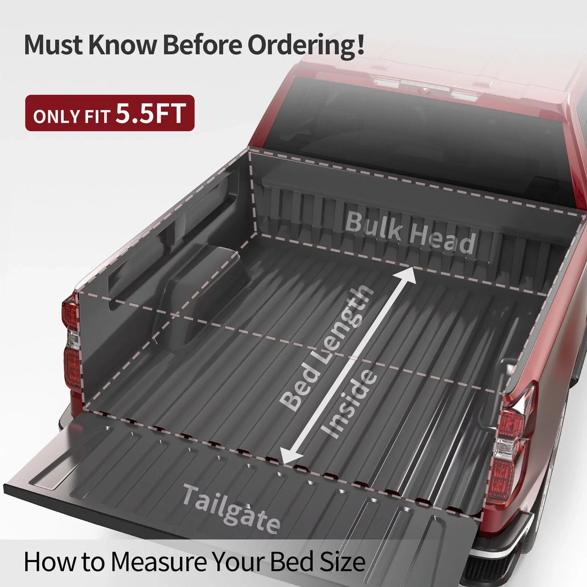 Ledkingdomus 5.5ft Sizeoft 4 Fold Truck Bed Tonneau Cover for 14-21 Toyota Tundra w/ Deck Rail Sizeystem