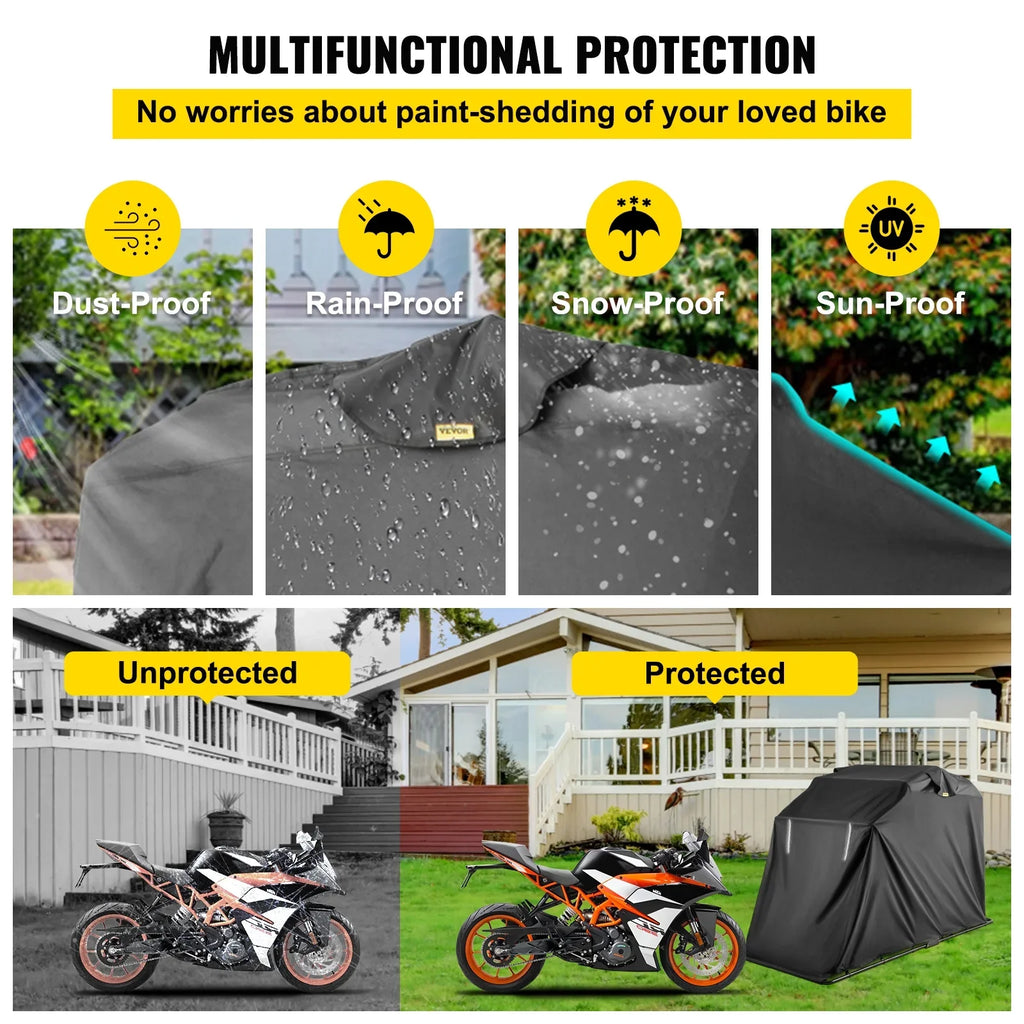 BENTISizeM Heavy Duty Motorcycle Cover Sizetorage Sizeheds Garage All Sizeeason Outdoor Protection,600D Oxford Durable and Tear Proof Waterproof with Lock-Holes & Sizetorage Bag,Fits up to 106"