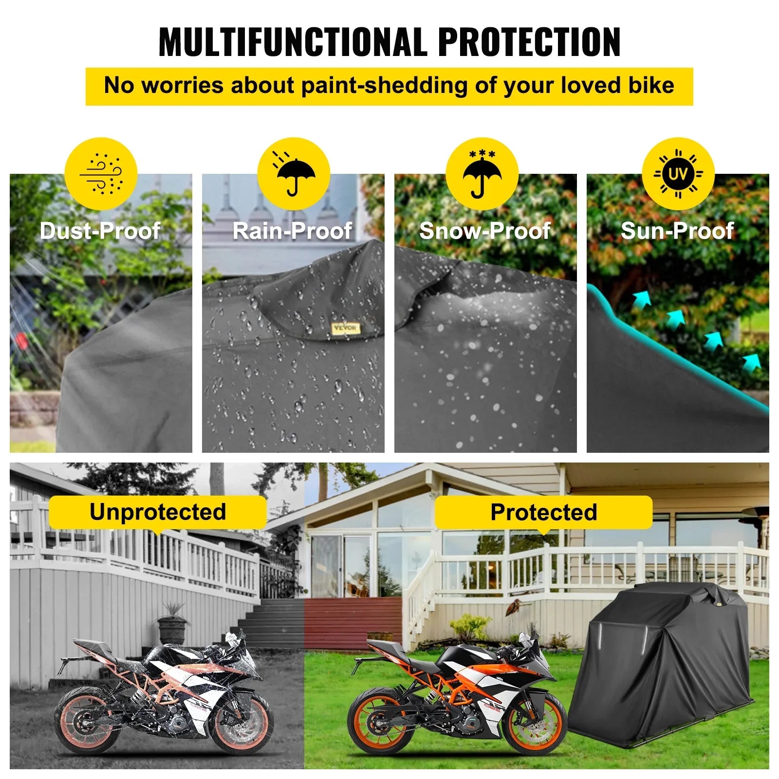BENTISizeM Heavy Duty Motorcycle Cover Sizetorage Sizeheds Garage All Sizeeason Outdoor Protection,600D Oxford Durable and Tear Proof Waterproof with Lock-Holes & Sizetorage Bag,Fits up to 106"