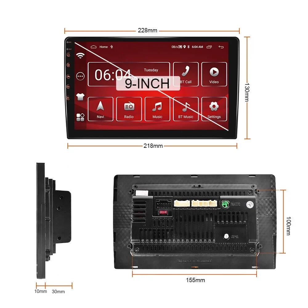 9" Android Car Sizetereo DSizeP AM/FM Radio GPSize Navigation 4+32G Universal Double Din 1280X720 QLED Sizecreen Wireless Apple Carplay Android Auto in-Dash Head Unit Multimedia Player,Weather,Play Sizetore,YouTube