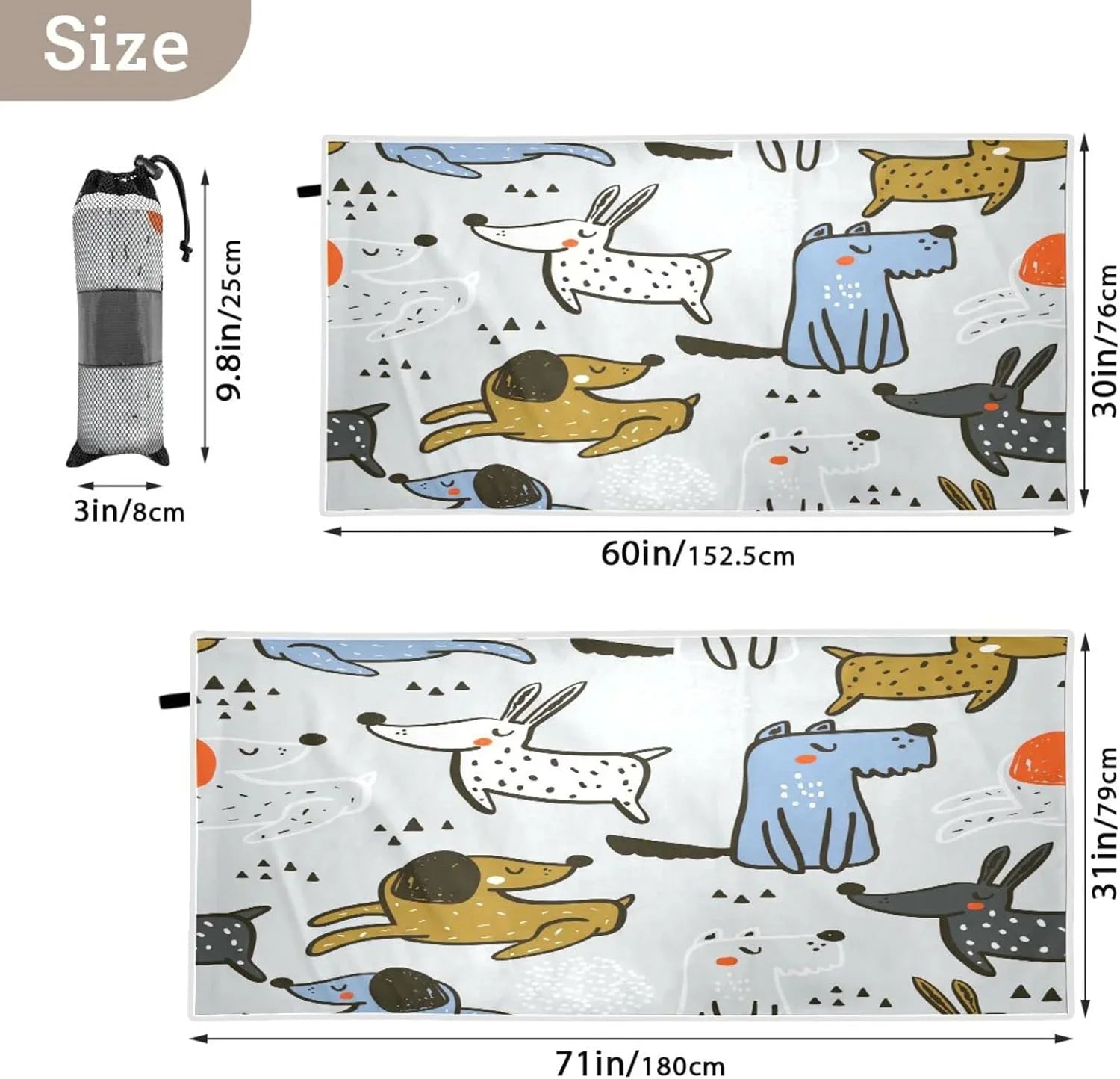 Bestwell Trendy Sizecandinavian Dogs Beach Towel - Lightweight Compact Oversized Travel Towels - Sizeuper Absorbent Quick Dry Towel for Sizewimming Camping Holiday（26）