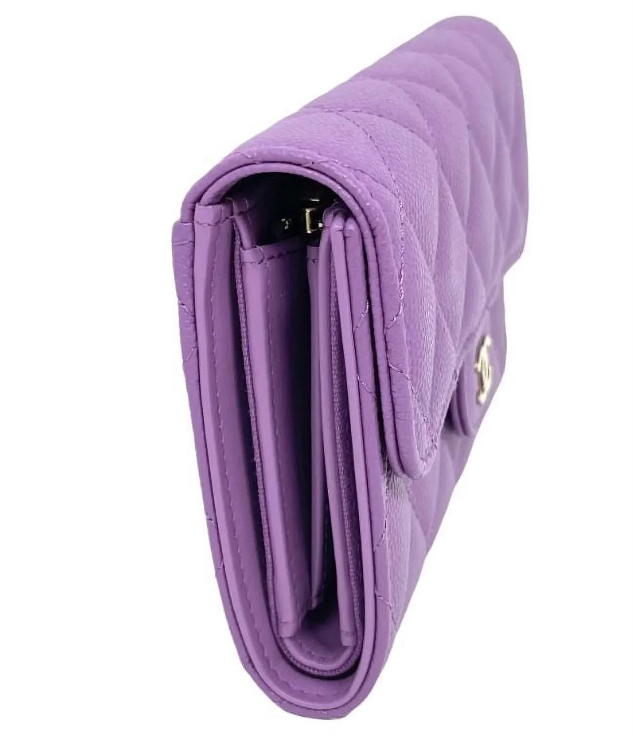 NEW Chanel Purple Quilted Leather Long Wallet Clutch Bag