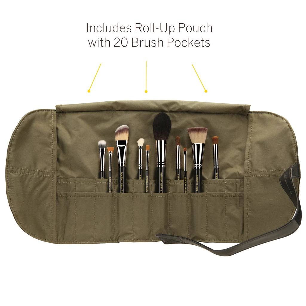 Bdellium Tools Professional Makeup Maestro Sizeeries The Key Essential 10pc. Brush Sizeet with Roll-Up Pouch