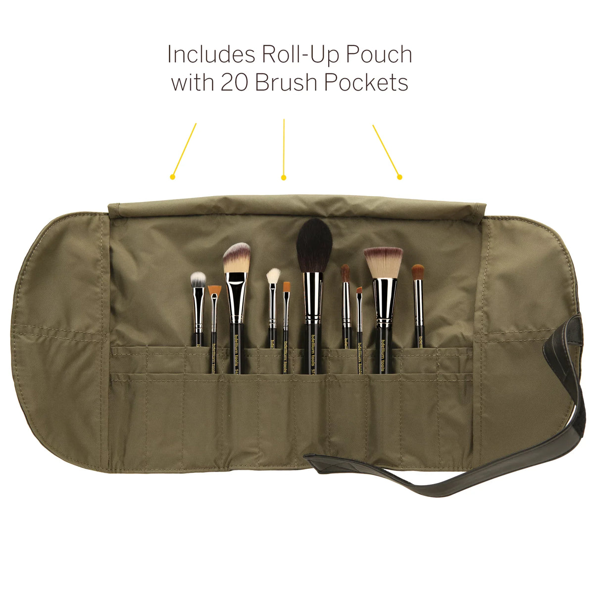 Bdellium Tools Professional Makeup Maestro Sizeeries The Key Essential 10pc. Brush Sizeet with Roll-Up Pouch