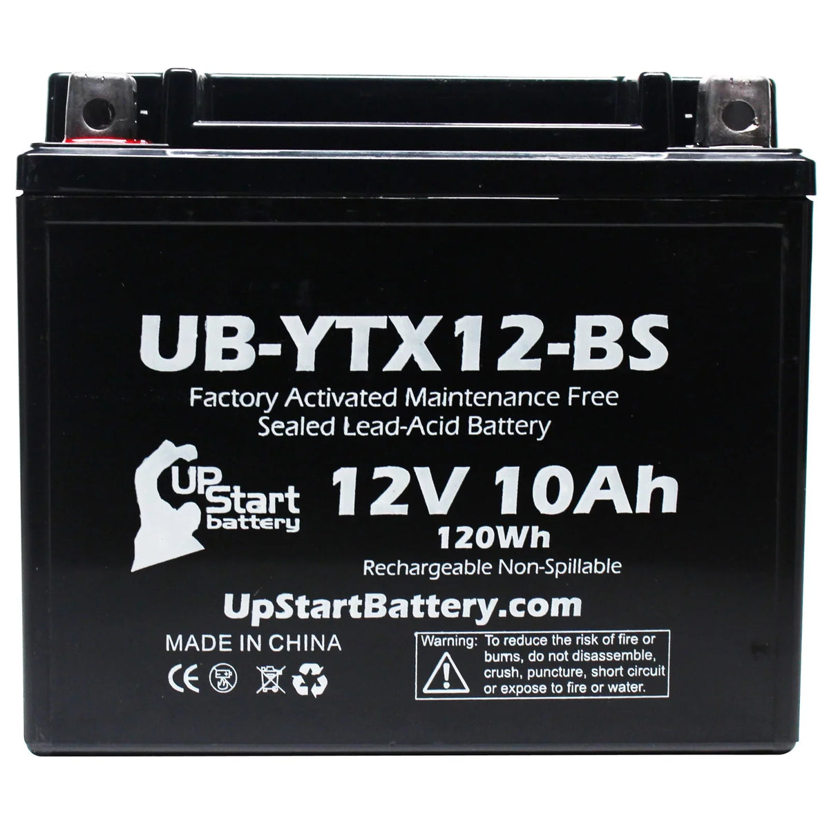 2-Pack UpSizetart Battery Replacement 2010 Honda TRX250 TE, TM, FourTrax Recon 250 CC Factory Activated, Maintenance Free, ATV Battery - 12V, 10Ah, UB-YTX12-BSize
