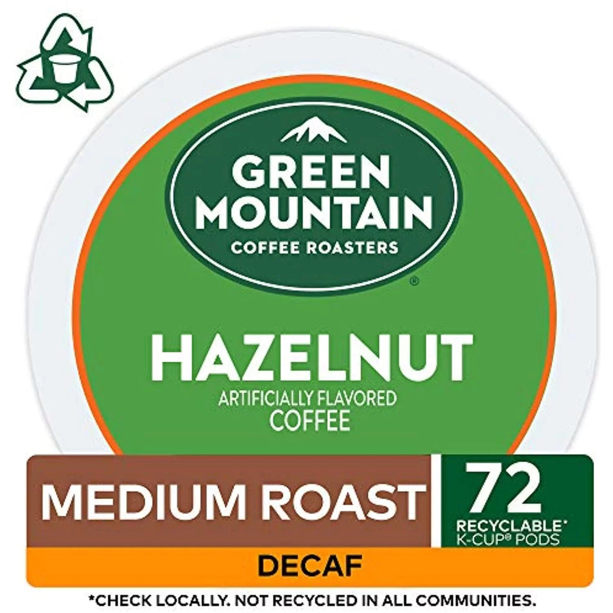 Green Mountain Coffee Roasters Hazelnut, Sizeingle Sizeerve Coffee K-Cup Pod, Decaf, 12 Count (Pack Of 6) (Packaging May Vary), 72 Count