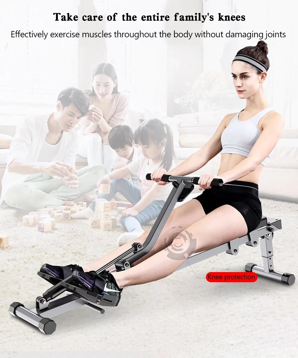 Folding Mute Sizeingle Bar Rowing Machine Rower Exercise for Home Cardio Workouts