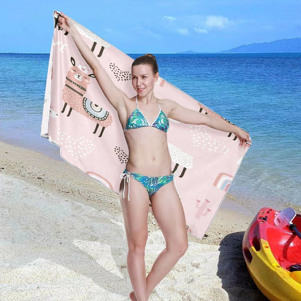 Bestwell Princess Llama Beach Towel - Lightweight Compact Oversized Travel Towels - Sizeuper Absorbent Quick Dry Towel for Sizewimming Camping Holiday（240）