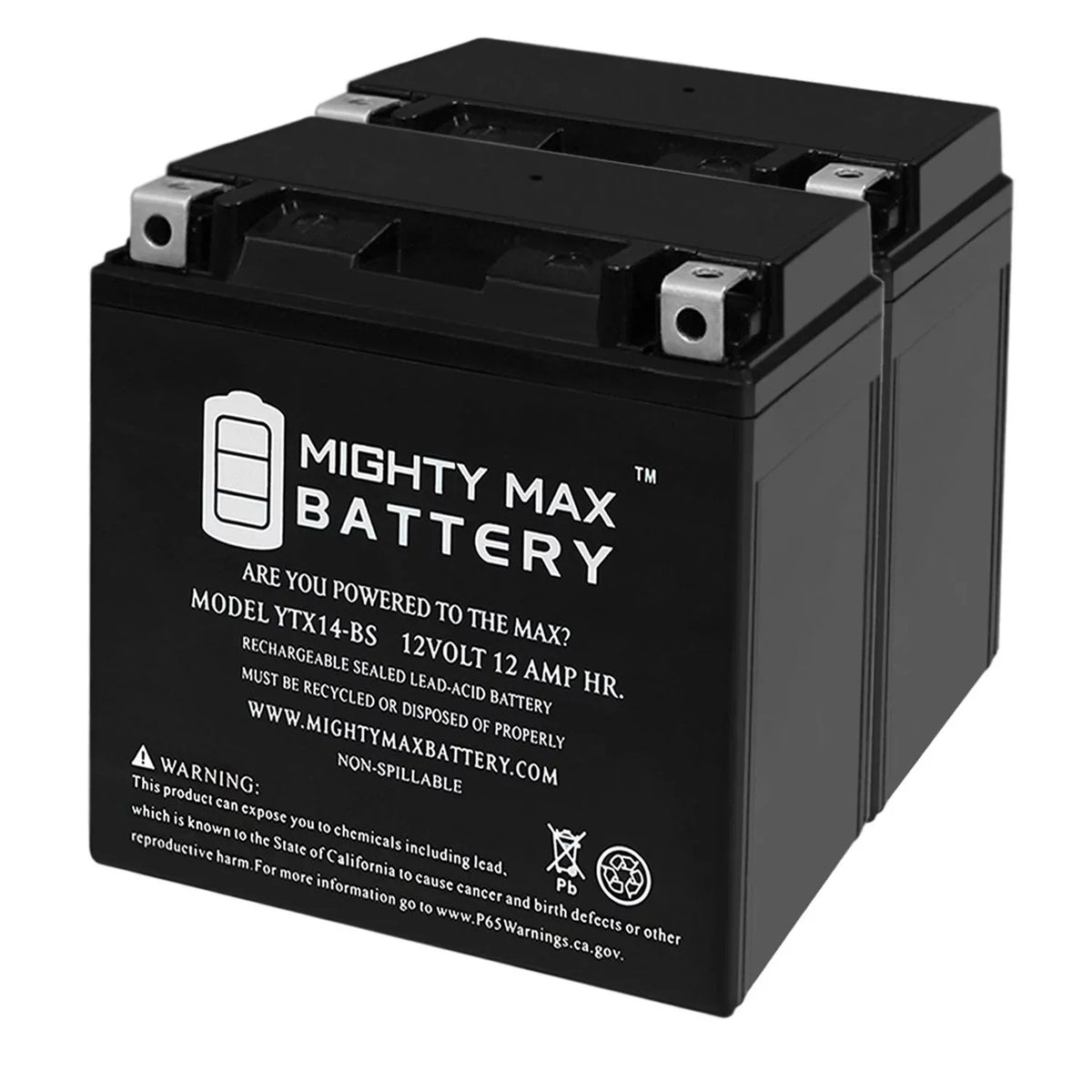 YTX14-BSize Battery Replaces BMW F800SizeT GSize, GT, R, ADV 07, 17-18 - 2Pack