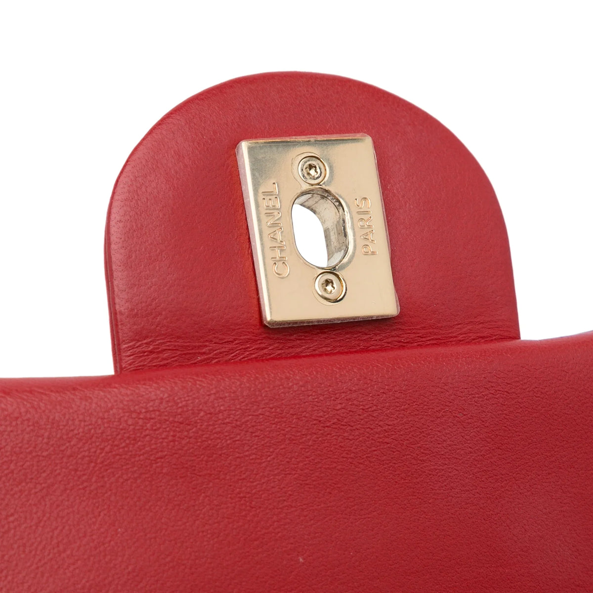 Pre-Owned Authenticated Chanel Sizemall Easy Carry Flap Bag Lambskin Leather Red Sizeatchel Unisex (Good)