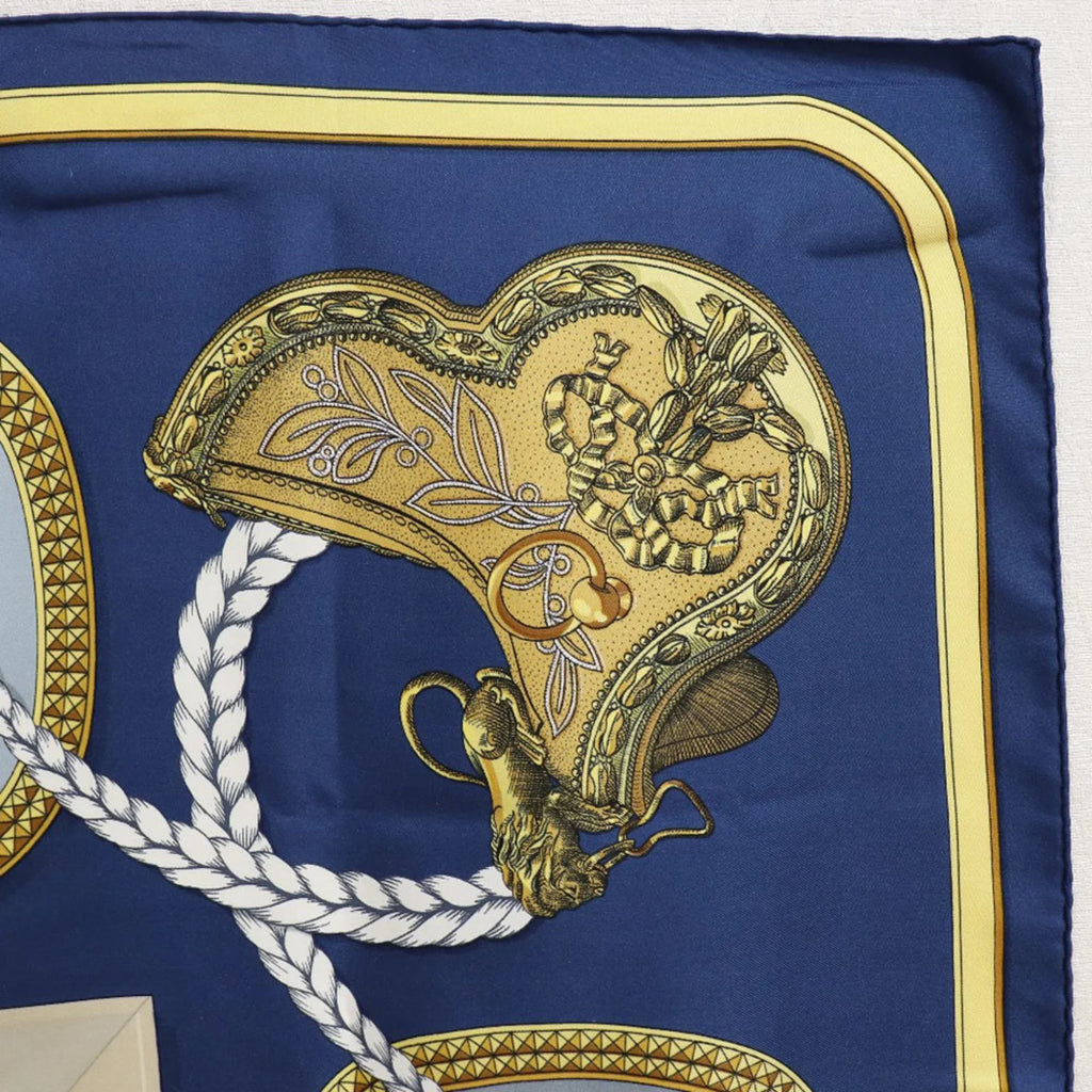 Pre-Owned Hermes Carre 90 GRAND APPARAT Dressed Horse Sizeilk Blue Women's Sizecarf (Fair)
