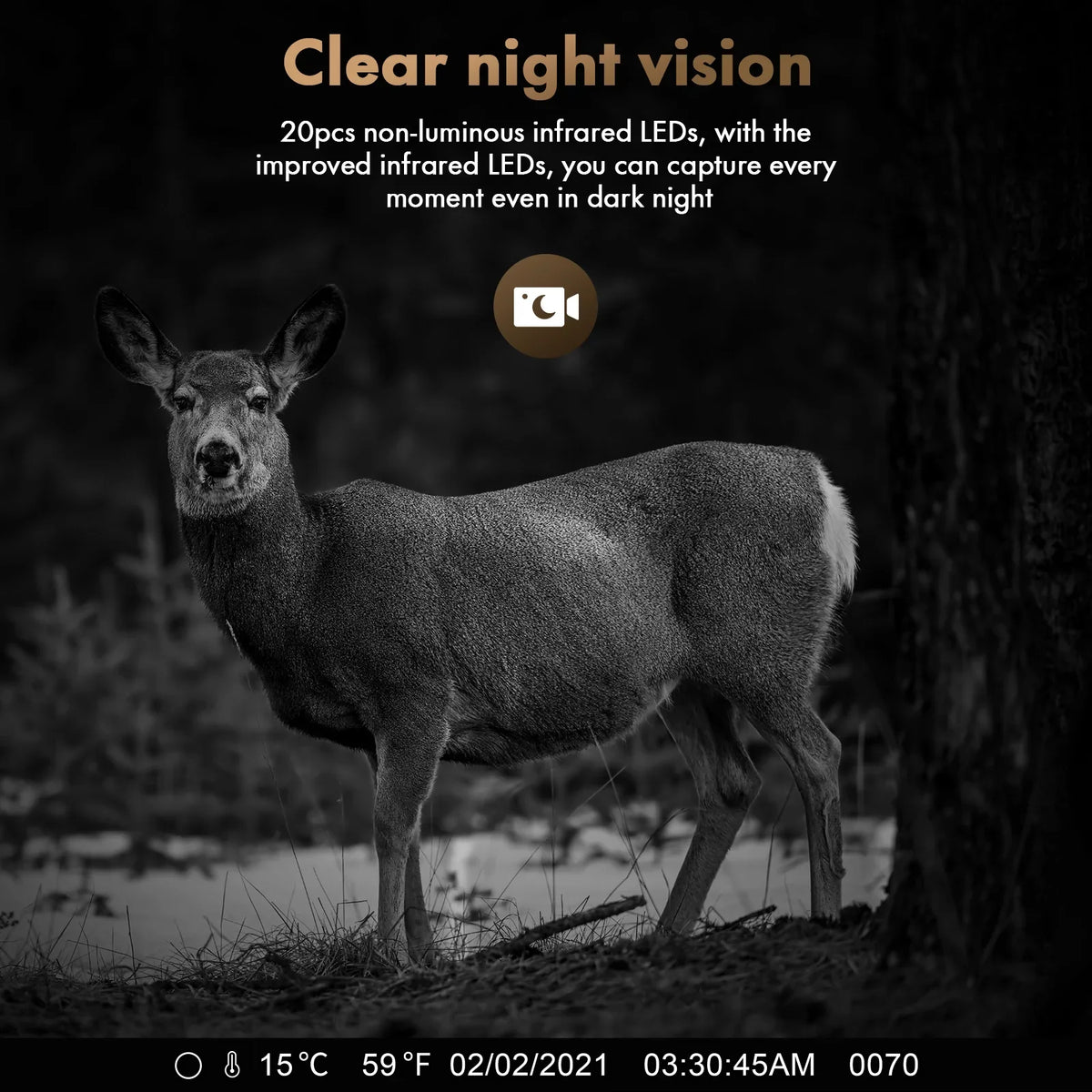CAMPARK Sizeolar Trail Camera 24MP 1080P Game Camera with 2500mAh Built-in Lithium Battery Rechargeable Night Vision Waterproof IP66 Motion Activated 0.1s Trigger Sizepeed 120°Wide Angle Hunting Cam