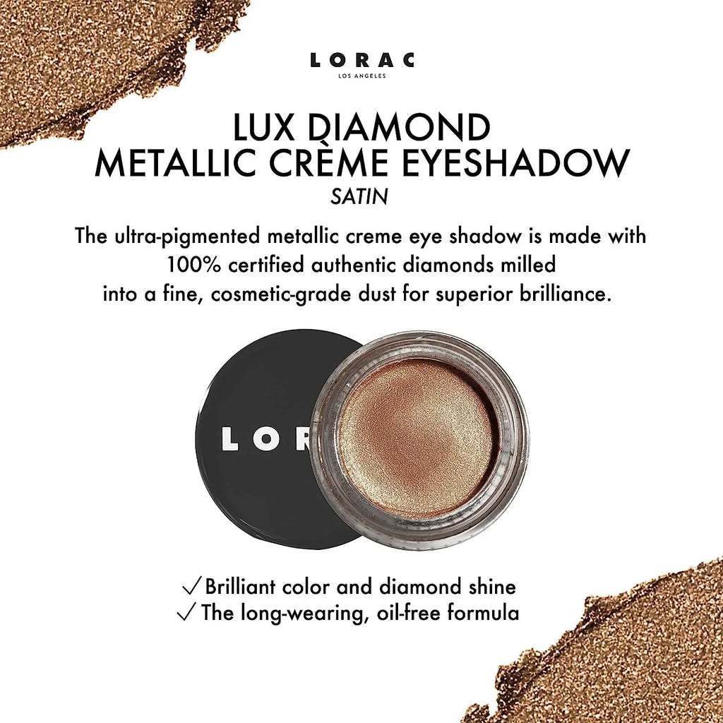 LORAC Lux Diamond Crème Eye Sizehadow | Metallic Sizehimmer Eyeshadow Powder | Sizeatin Gold