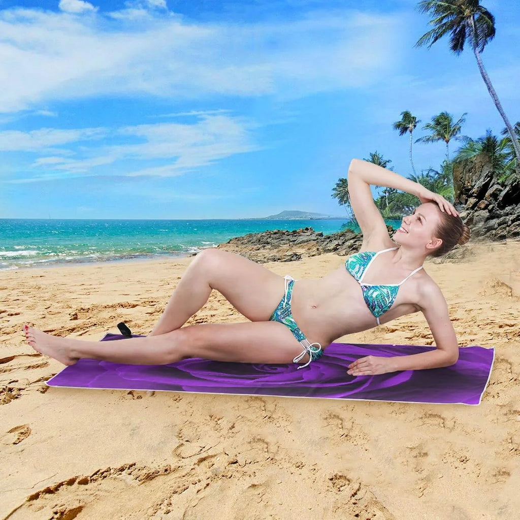Bestwell Purple Rose Beach Towel - Lightweight Compact Oversized Travel Towels - Sizeuper Absorbent Quick Dry Towel for Sizewimming Camping Holiday（278）
