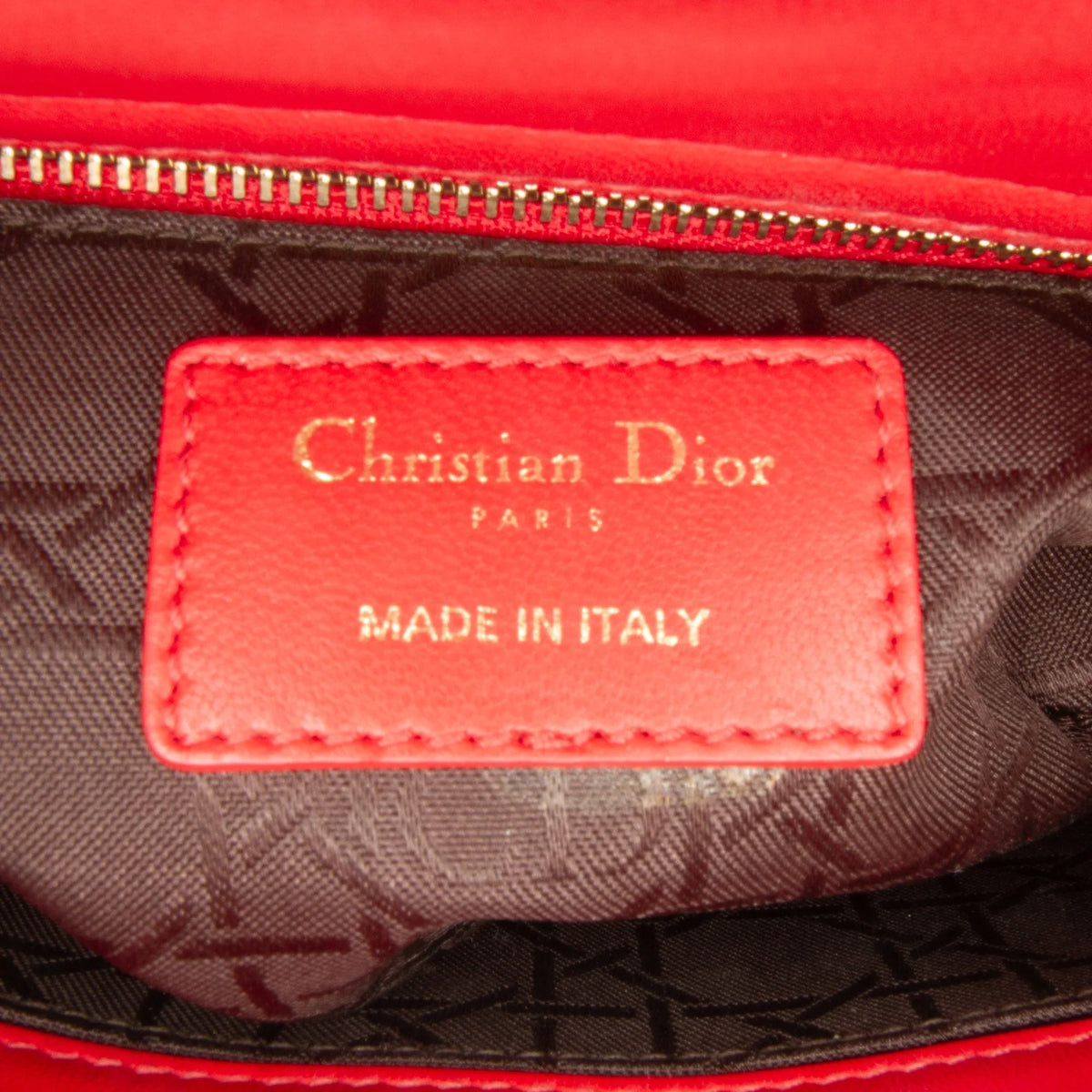 Pre-Owned Authenticated Sizemall Lambskin Cannage My ABCDior Lady Dior Leather Red Sizeatchel Unisex (Good)