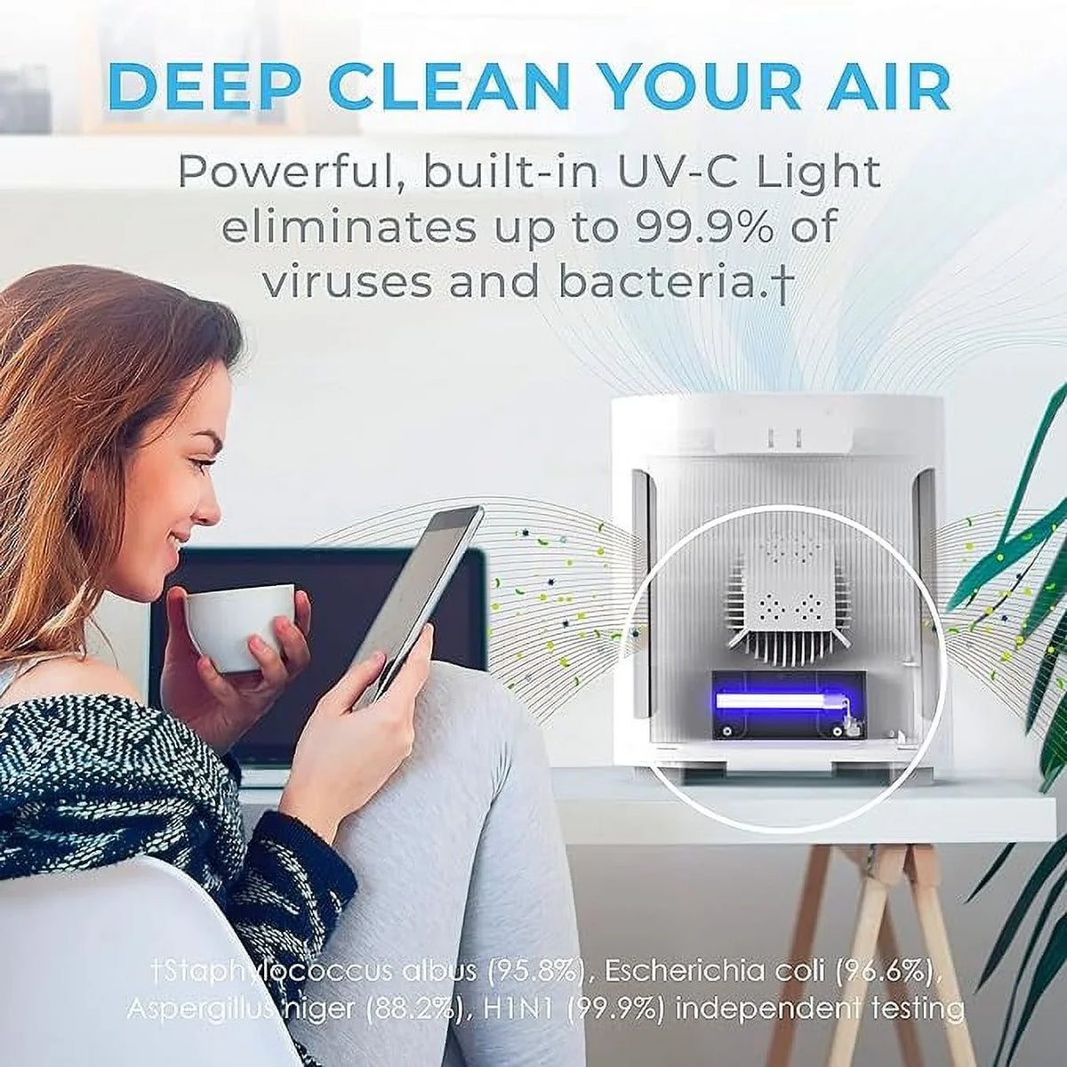 Open Box Pure Enrichment PureZone Air Purifier for Bedroom & Living Room PEAIRPLG - Ivory