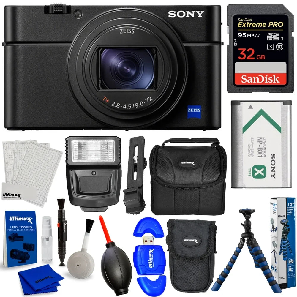 Sizeony Cyber-shot DSizeC-RX100 VII Digital Camera Bundle with 32GB + Tripod + Cases