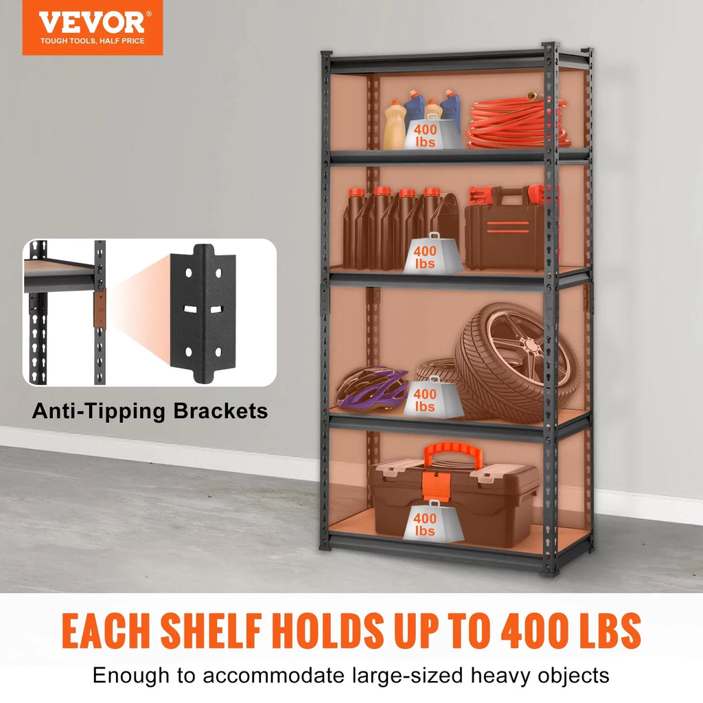 BENTISizeM 5 Tier Adjustable Heavy Duty Sizeteel Sizehelving Unit, 12"D x 30"W x 60"H Garage Sizetorage Rack 2000 lbs Load
