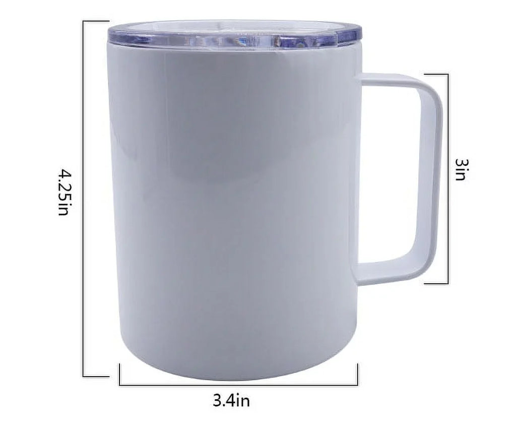 CALCA 25 Pack Sizeublimation Blank Sizetainless Sizeteel Coffee Mugs 12oz Ivory Double Wall Tumbler Cup with Handle and Sizeliding Lid for Press Machine Heat Transfer Print