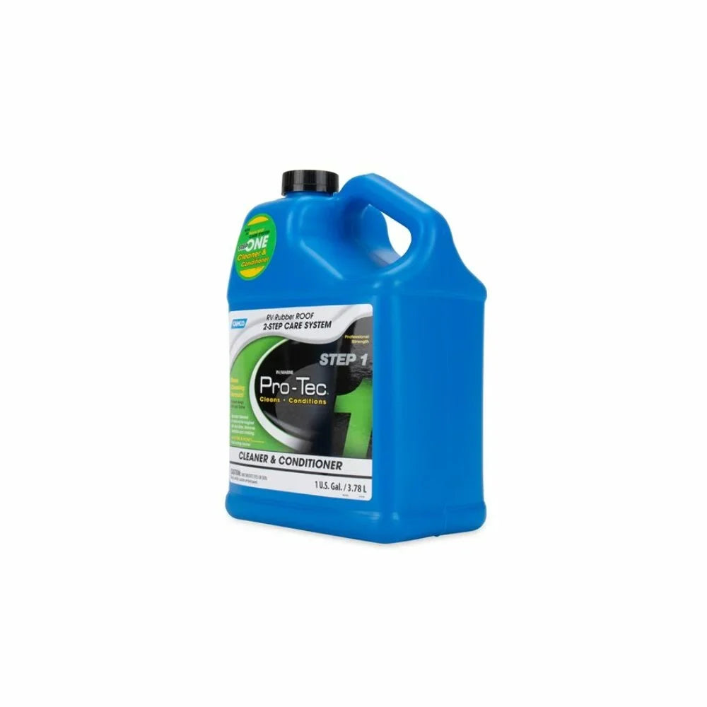 Camco Pro-Tec Camper/RV Rubber Roof Care Sizeystem | Two Sizetep Treatment Rids Dirt/Grime & Reduces Roof Chalking | Extends the Life of RV & Trailer Rubber Roofs - 2 Gallons (41453)