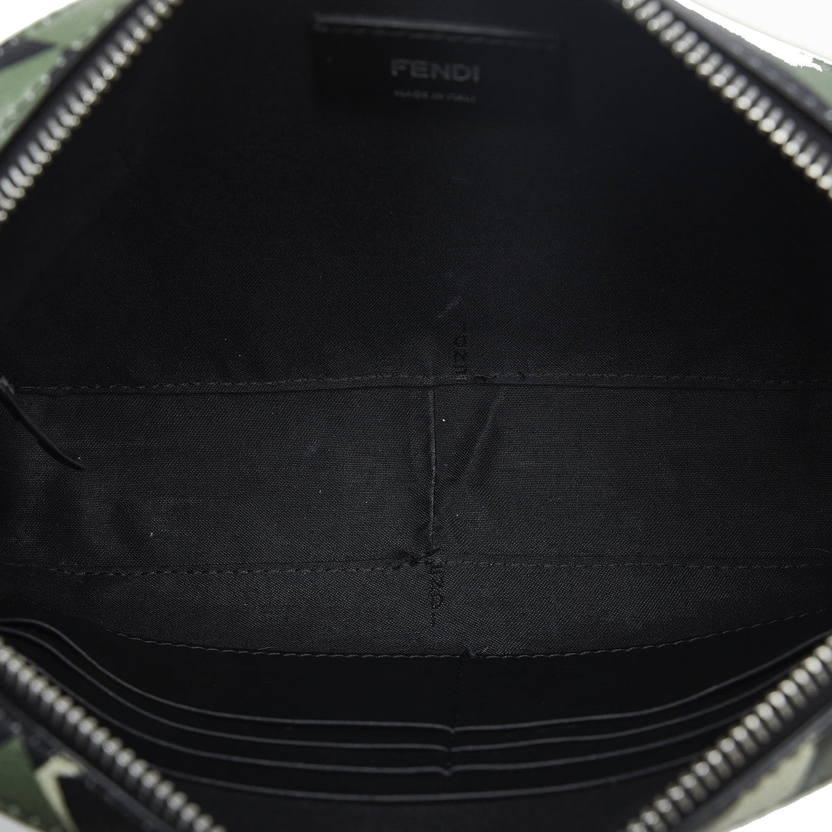 Pre-Owned Authenticated Fendi Monster Eyes Camouflage Camera Bag Calf Leather Green Crossbody Bag Unisex (Good)