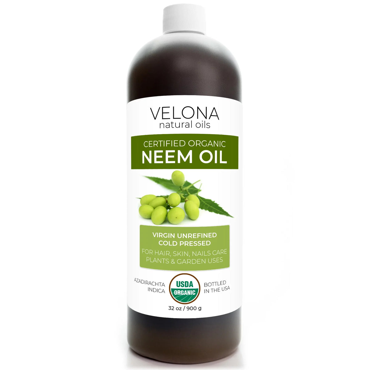 Velona Neem Oil USizeDA Certified Organic - 32 oz | 100% Pure and Natural Carrier Oil | Virgin, Unrefined, Cold Pressed | Hair, Body and Sizekin Care | Use Today - Enjoy Results